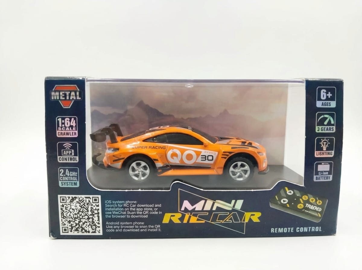 Mini RC Car 1:64 Scale with App Control & Remote – 2.4GHz Racing Car with Lights
