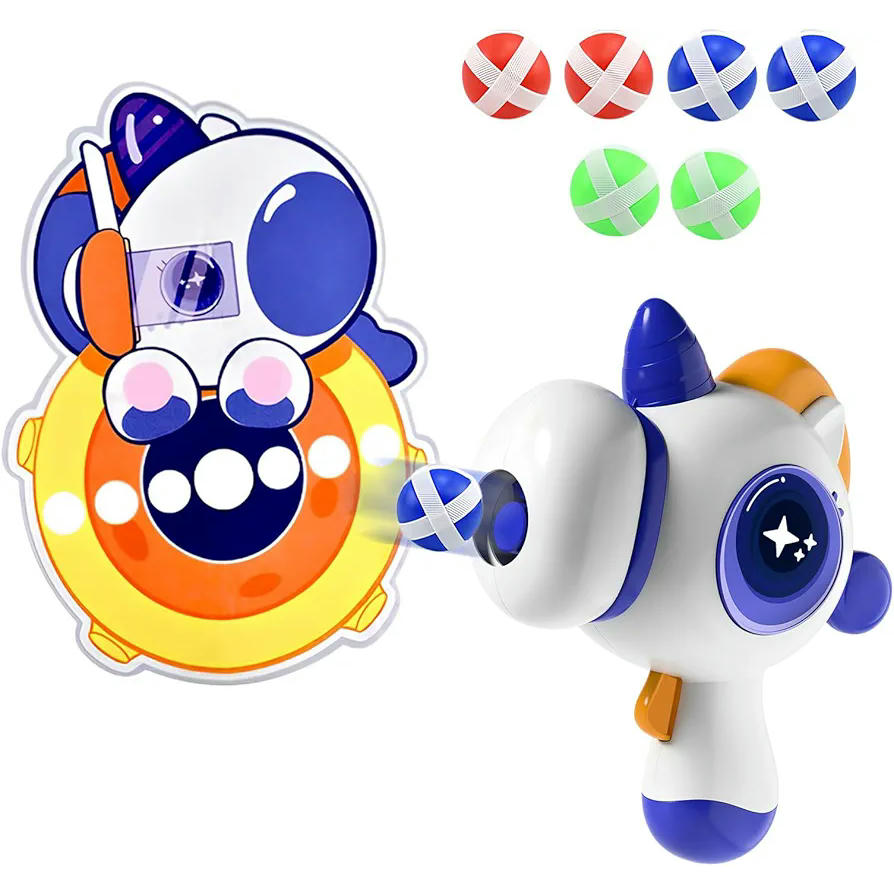 Dolphin Unicorn Sticky Ball Shooting Toy Gun for Kids (Blue/Pink)