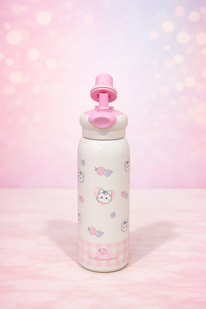 Insulated Stainless Steel Kids Water Bottle – Cute Cartoon Printed School Bottle with Flip Lid (4 Designs)
