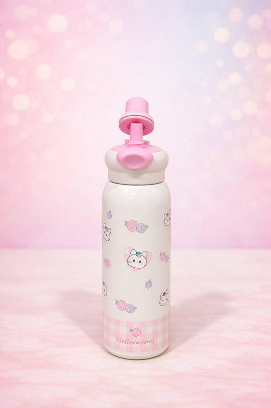 Insulated Stainless Steel Kids Water Bottle – Cute Cartoon Printed School Bottle with Flip Lid (4 Designs)