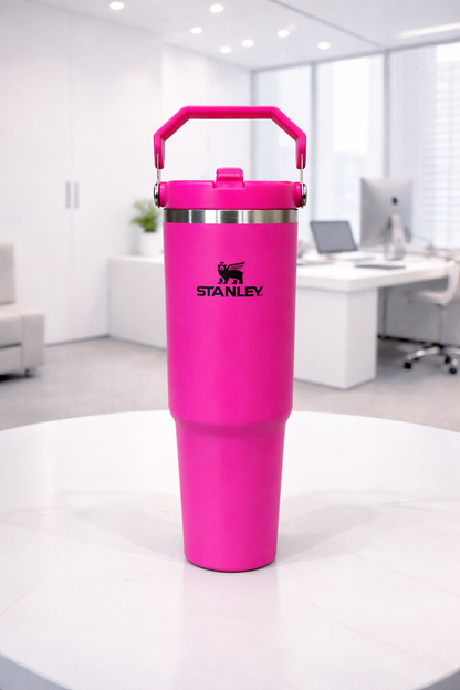 Premium 30oz (900ml) Insulated Flip Straw Tumbler – Leakproof Stainless Steel Travel Mug with Handle