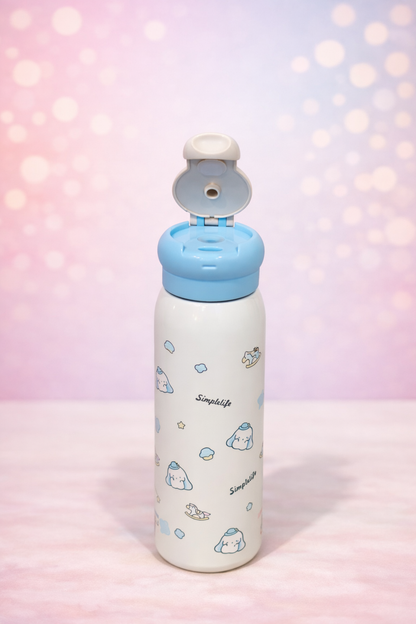 Insulated Stainless Steel Kids Water Bottle – Cute Cartoon Printed School Bottle with Flip Lid (4 Designs)