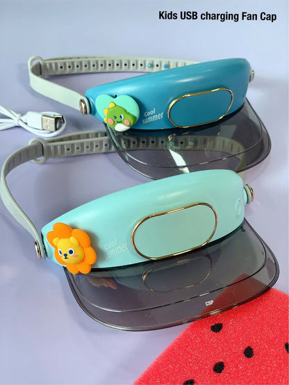 Portable USB Rechargeable Cooling Fan Cap 3 Speed Summer