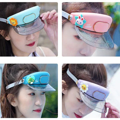 Portable USB Rechargeable Cooling Fan Cap 3 Speed Summer