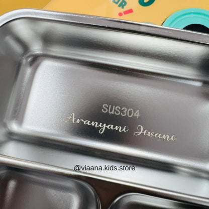 Dino Eye Stainless Steel Lunch Box for Kids – Leakproof Cute Cartoon Tiffin Box with Compartments (School & Travel)
