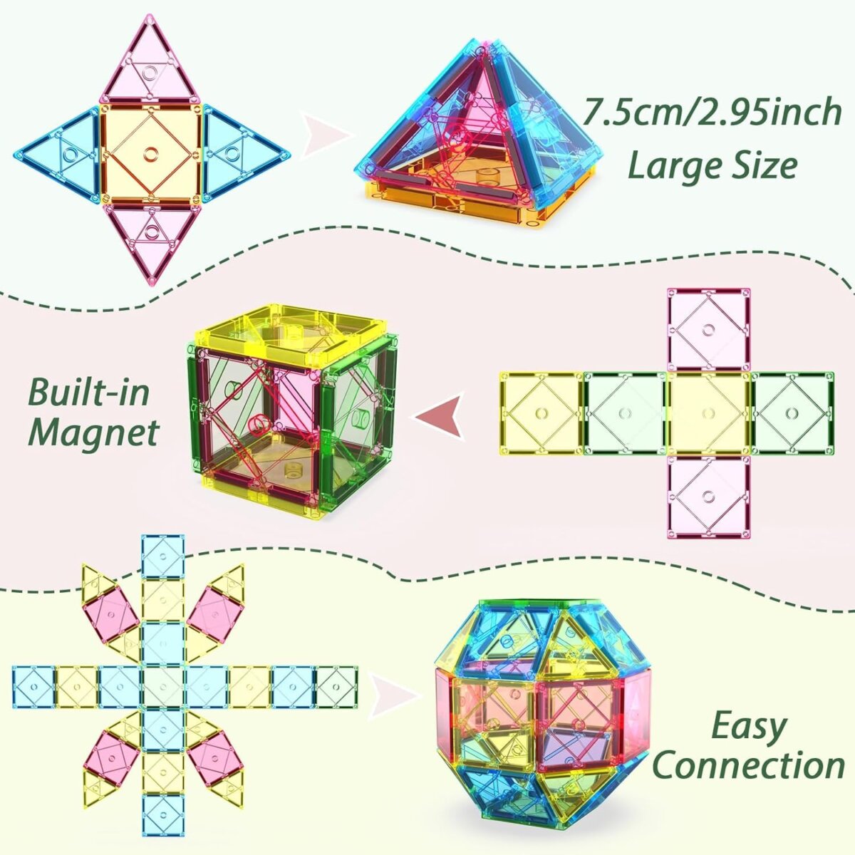 Kishuu & Co. 45 PCS Magnetic Tiles Rolling Ball Track Set – STEM Building Blocks Toy for Kids