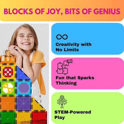 Kishuu & Co. 45 PCS Magnetic Tiles Rolling Ball Track Set – STEM Building Blocks Toy for Kids