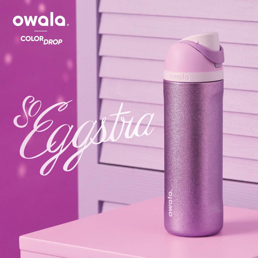 Owala FreeSip® Eggstra Edition – Glitter Lavender (24oz / 710ml)