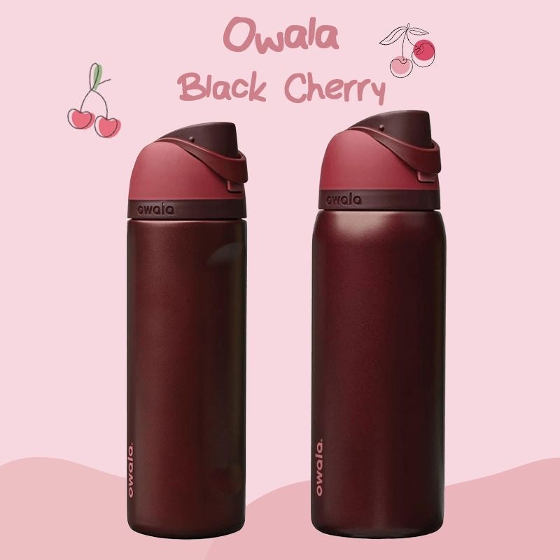 Owala FreeSip® Black Cherry Edition – 24oz / 32oz Insulated Stainless Steel Water Bottle