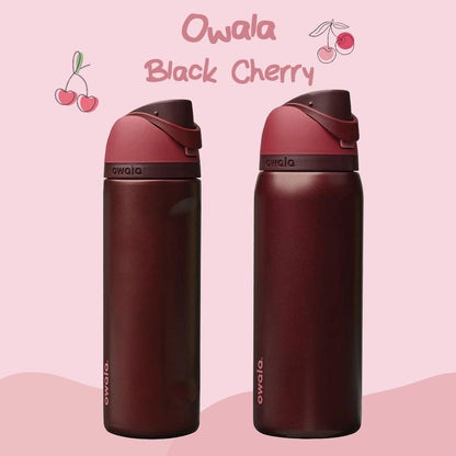 Owala FreeSip® Black Cherry Edition – 24oz / 32oz Insulated Stainless Steel Water Bottle