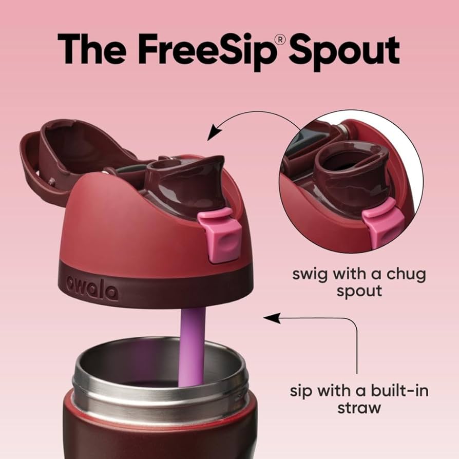 Owala FreeSip® Black Cherry Edition – 24oz / 32oz Insulated Stainless Steel Water Bottle