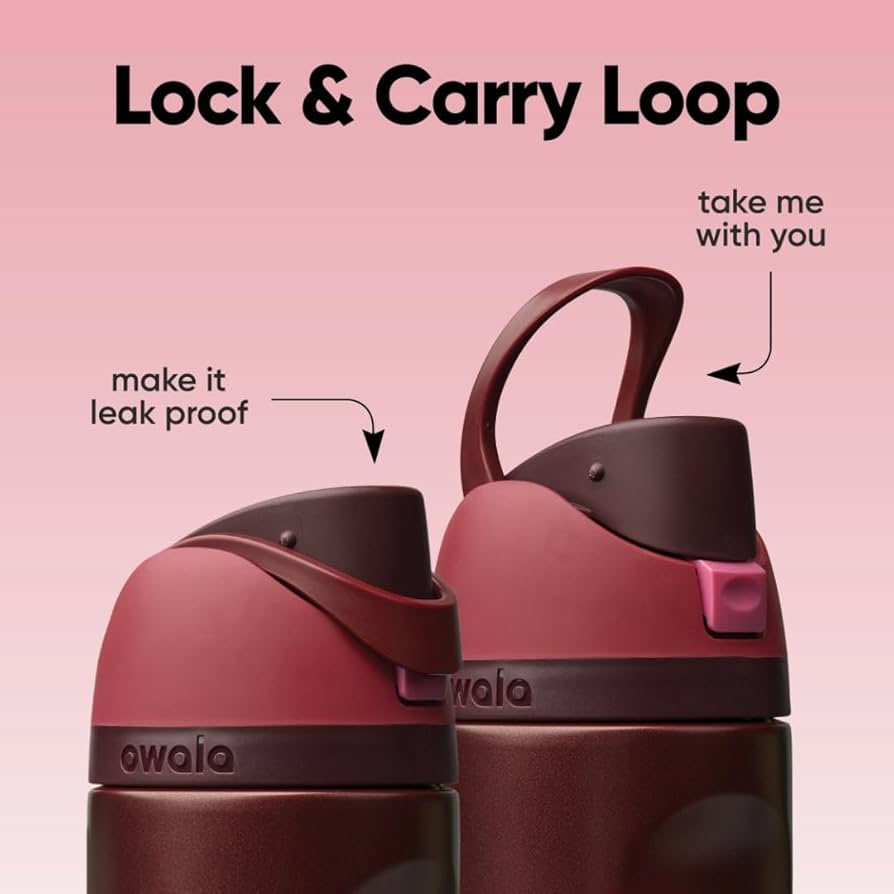 Owala FreeSip® Black Cherry Edition – 24oz / 32oz Insulated Stainless Steel Water Bottle