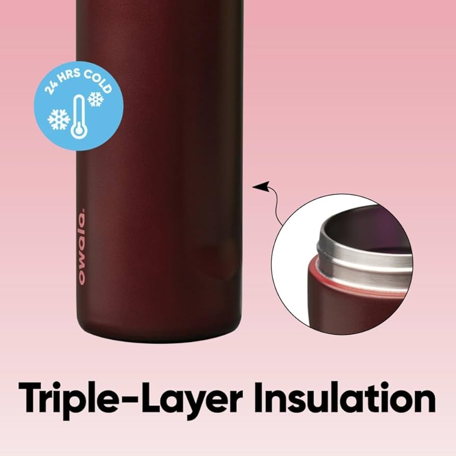Owala FreeSip® Black Cherry Edition – 24oz / 32oz Insulated Stainless Steel Water Bottle