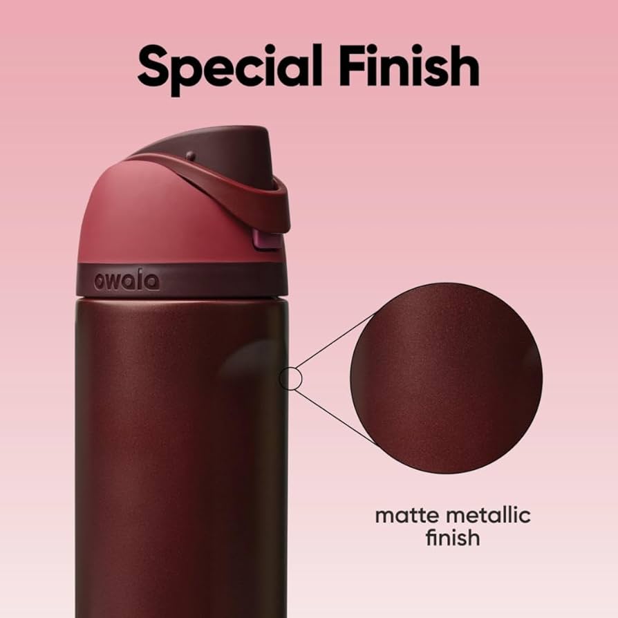 Owala FreeSip® Black Cherry Edition – 24oz / 32oz Insulated Stainless Steel Water Bottle