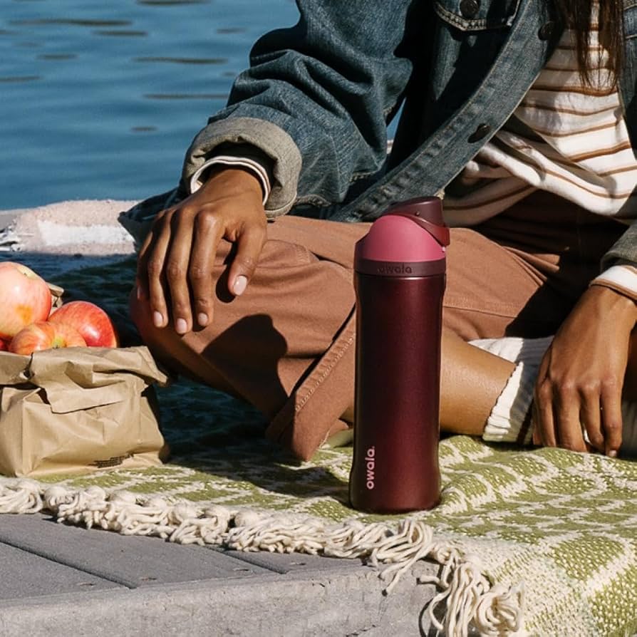 Owala FreeSip® Black Cherry Edition – 24oz / 32oz Insulated Stainless Steel Water Bottle