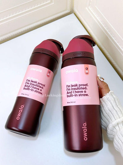 Owala FreeSip® Black Cherry Edition – 24oz / 32oz Insulated Stainless Steel Water Bottle