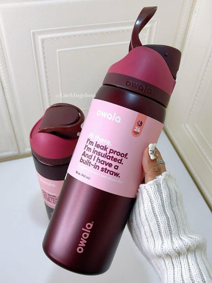 Owala FreeSip® Black Cherry Edition – 24oz / 32oz Insulated Stainless Steel Water Bottle