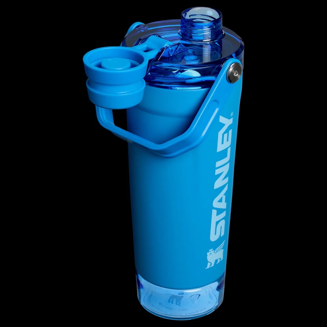 Stanley Style Insulated Protein Shaker Bottle with Storage Compartment – 20oz