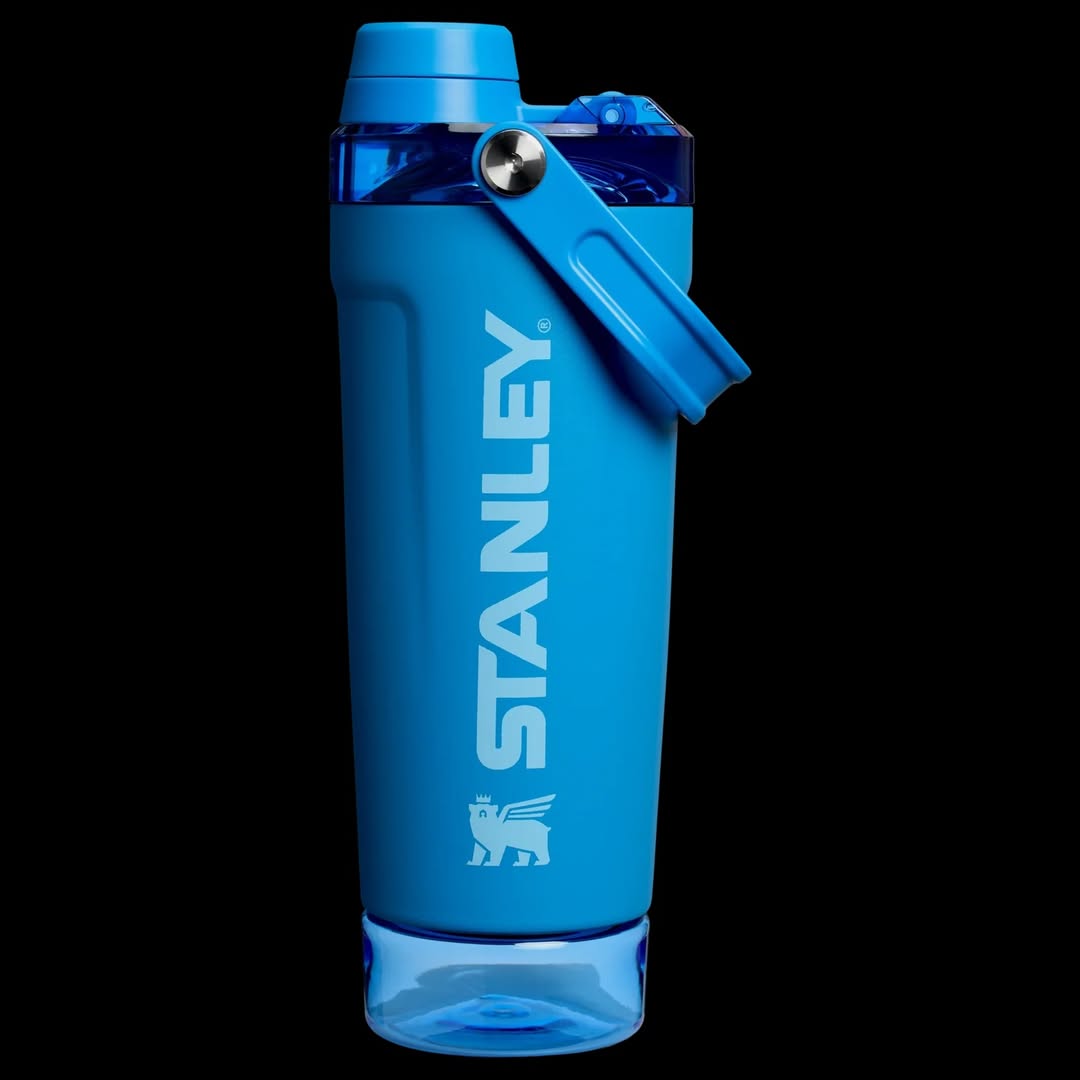 Stanley Style Insulated Protein Shaker Bottle with Storage Compartment – 20oz