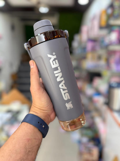 Stanley Style Insulated Protein Shaker Bottle with Storage Compartment – 20oz