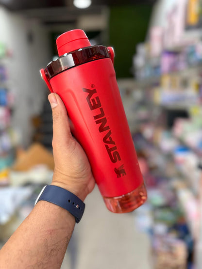 Stanley Style Insulated Protein Shaker Bottle with Storage Compartment – 20oz