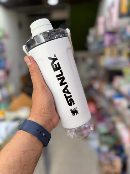 Stanley Style Insulated Protein Shaker Bottle with Storage Compartment – 20oz