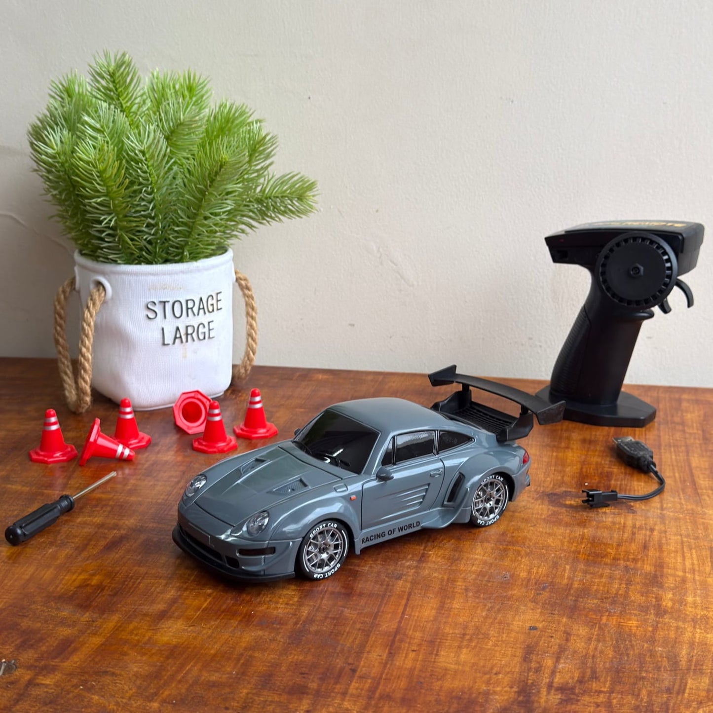 Porsche 4WD Remote Control Drift Car Toy with Lights – 2.4G High Speed Racing Car for Kids