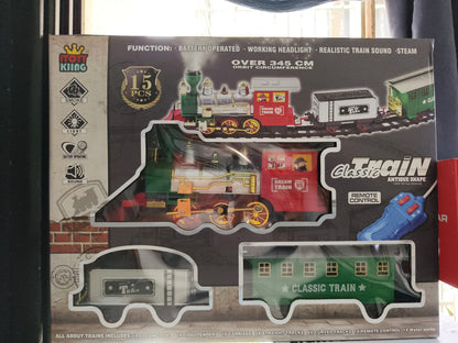 Classic Steam Remote Control Train Set with Smoke, Light & Sound – Battery Operated RC Train Toy for Kids