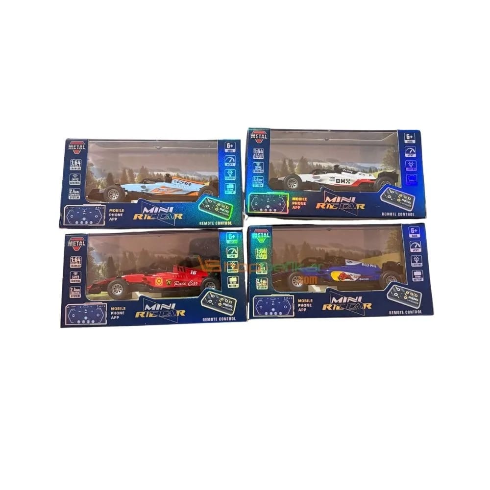 1:64 Alloy F1 Mini RC Car with Display Case | App & Remote Control | 2.4GHz | LED Lights | 3 Speed Modes