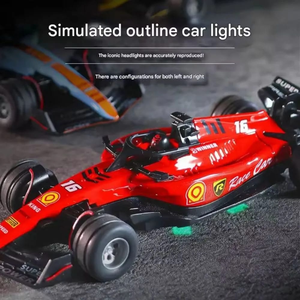 1:64 Alloy F1 Mini RC Car with Display Case | App & Remote Control | 2.4GHz | LED Lights | 3 Speed Modes