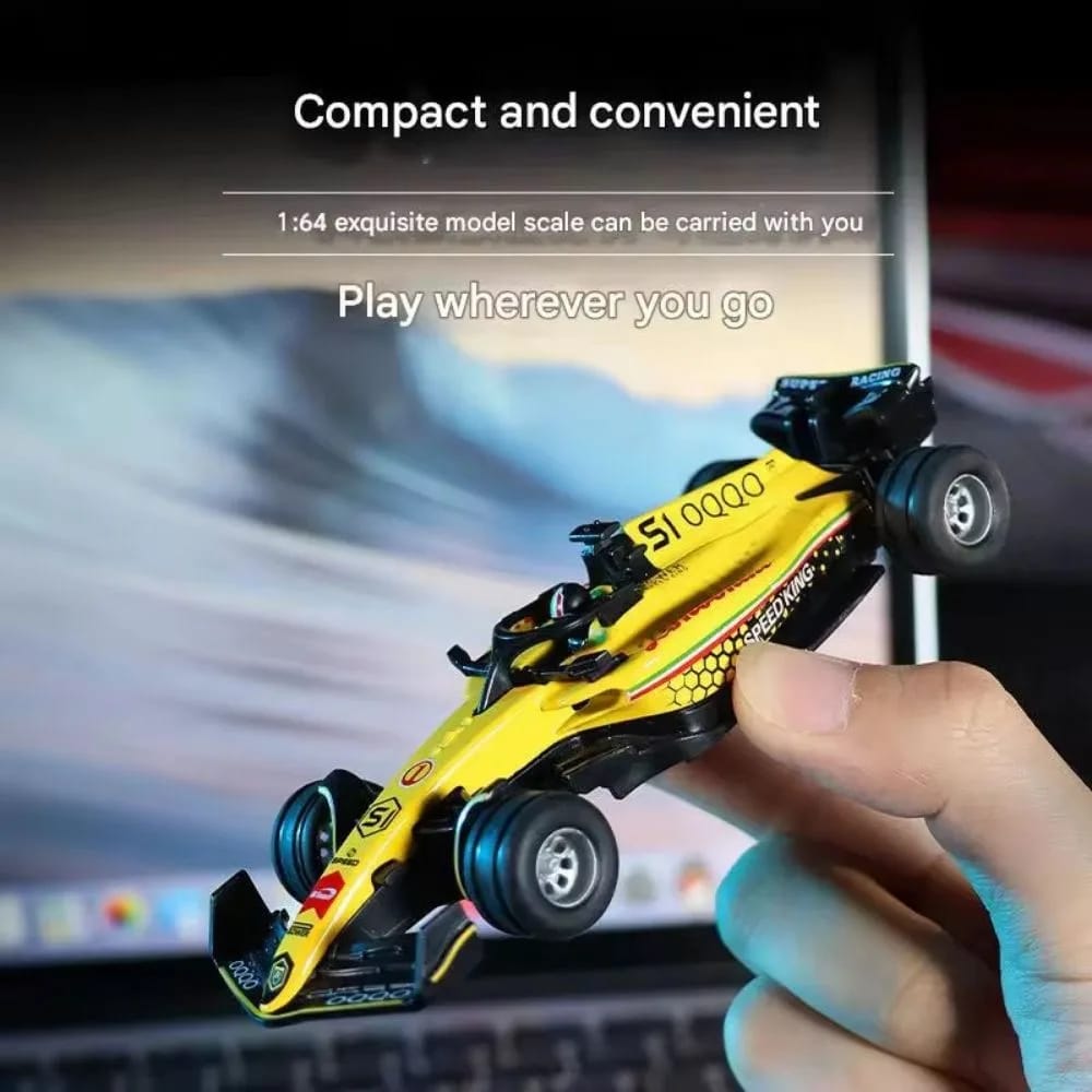 1:64 Alloy F1 Mini RC Car with Display Case | App & Remote Control | 2.4GHz | LED Lights | 3 Speed Modes