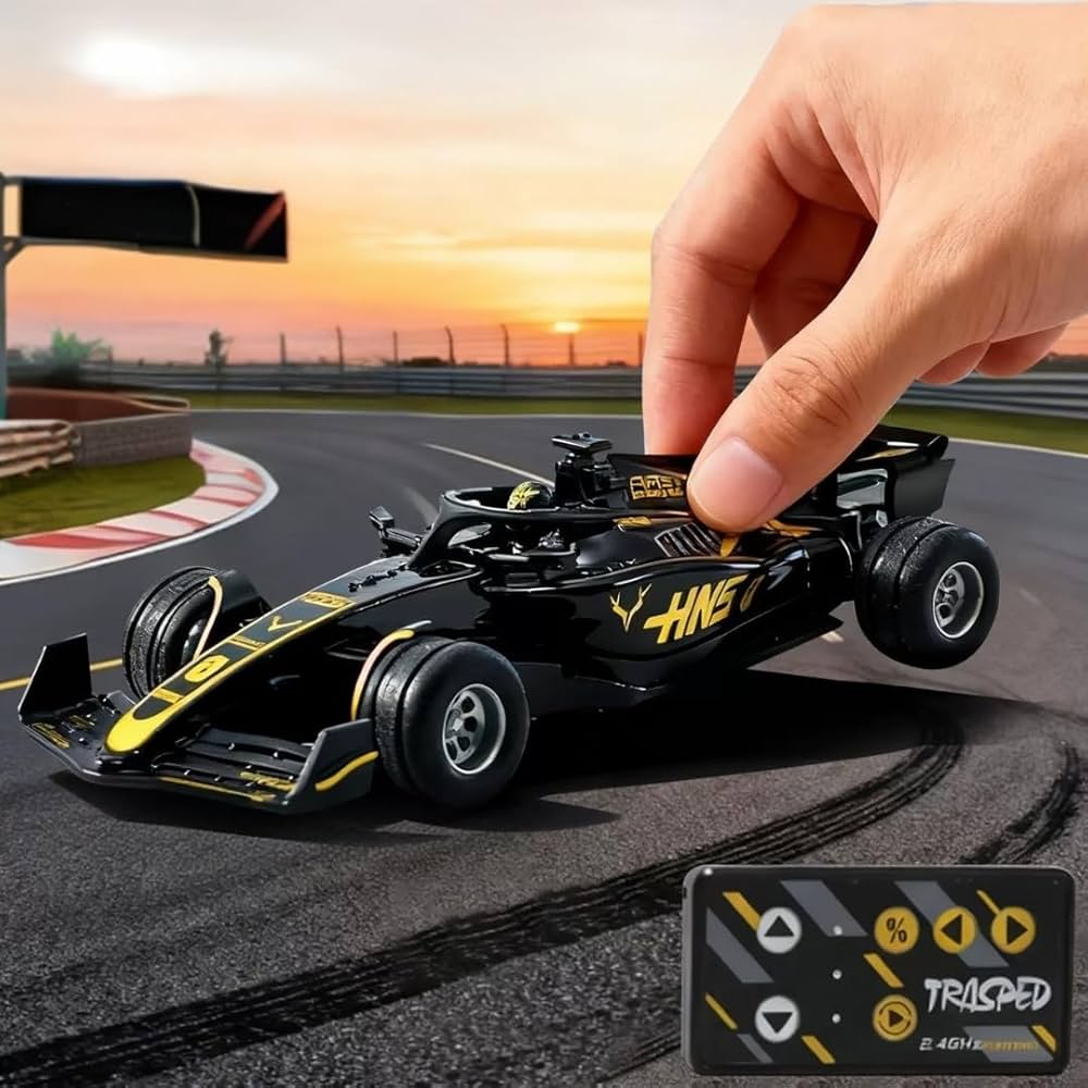 1:64 Alloy F1 Mini RC Car with Display Case | App & Remote Control | 2.4GHz | LED Lights | 3 Speed Modes