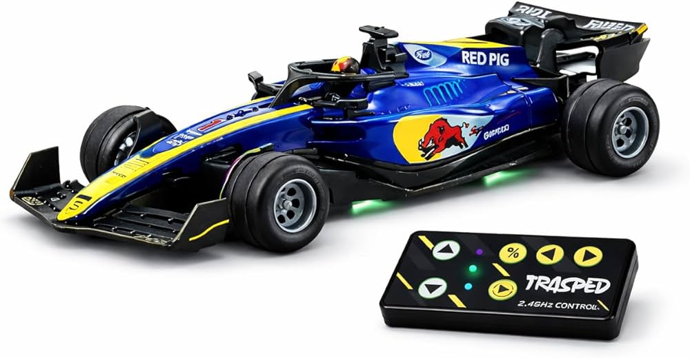 1:64 Alloy F1 Mini RC Car with Display Case | App & Remote Control | 2.4GHz | LED Lights | 3 Speed Modes