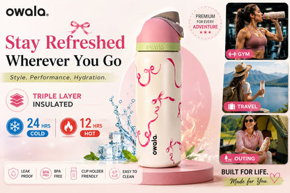 Owala Ribbon Edition 900ML / 32oz FreeSip Water Bottle – Triple Layer Insulated SS 316 Steel Flask