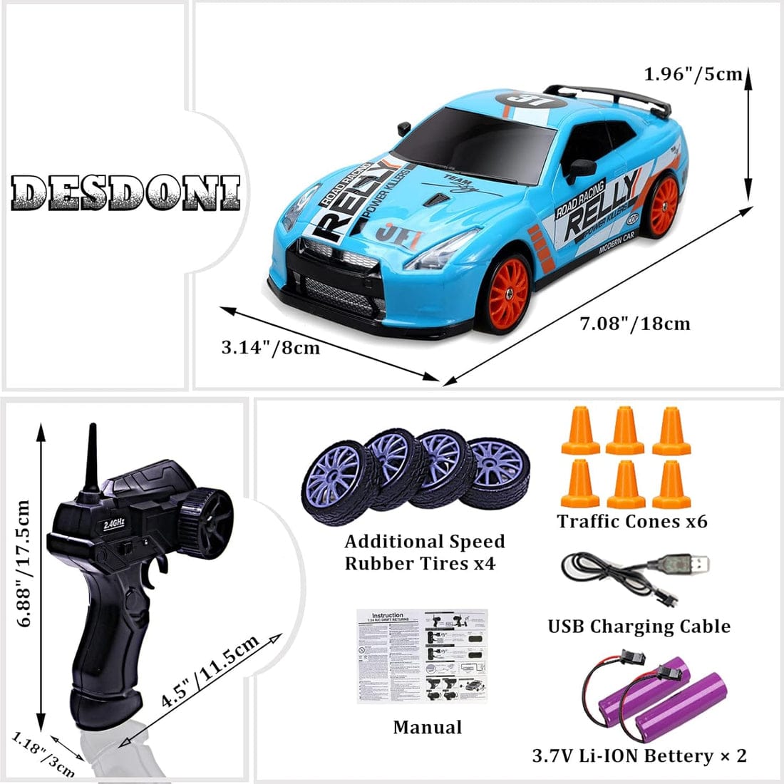 1:24 RC Drift Return Rally Racing Car for Kids | 4WD Remote Control Toy Car | 2.4GHz High Speed Racing Car