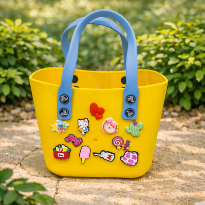 Cute Silicone Kids Tote Bag with Charms – Waterproof Customizable Handbag for Girls (6 Colors)