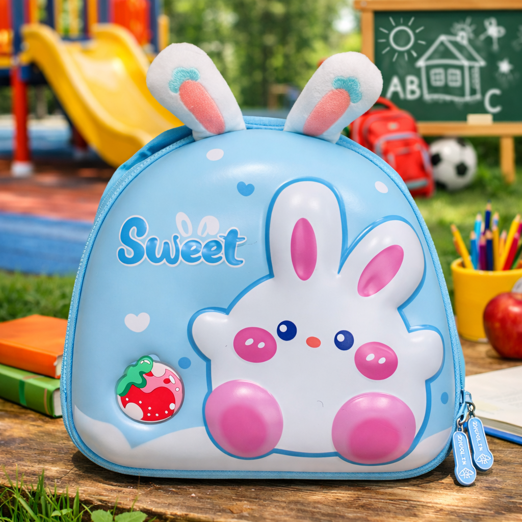 3D Cute Bunny Kids Backpack – Lightweight School Bag for Nursery & Preschool