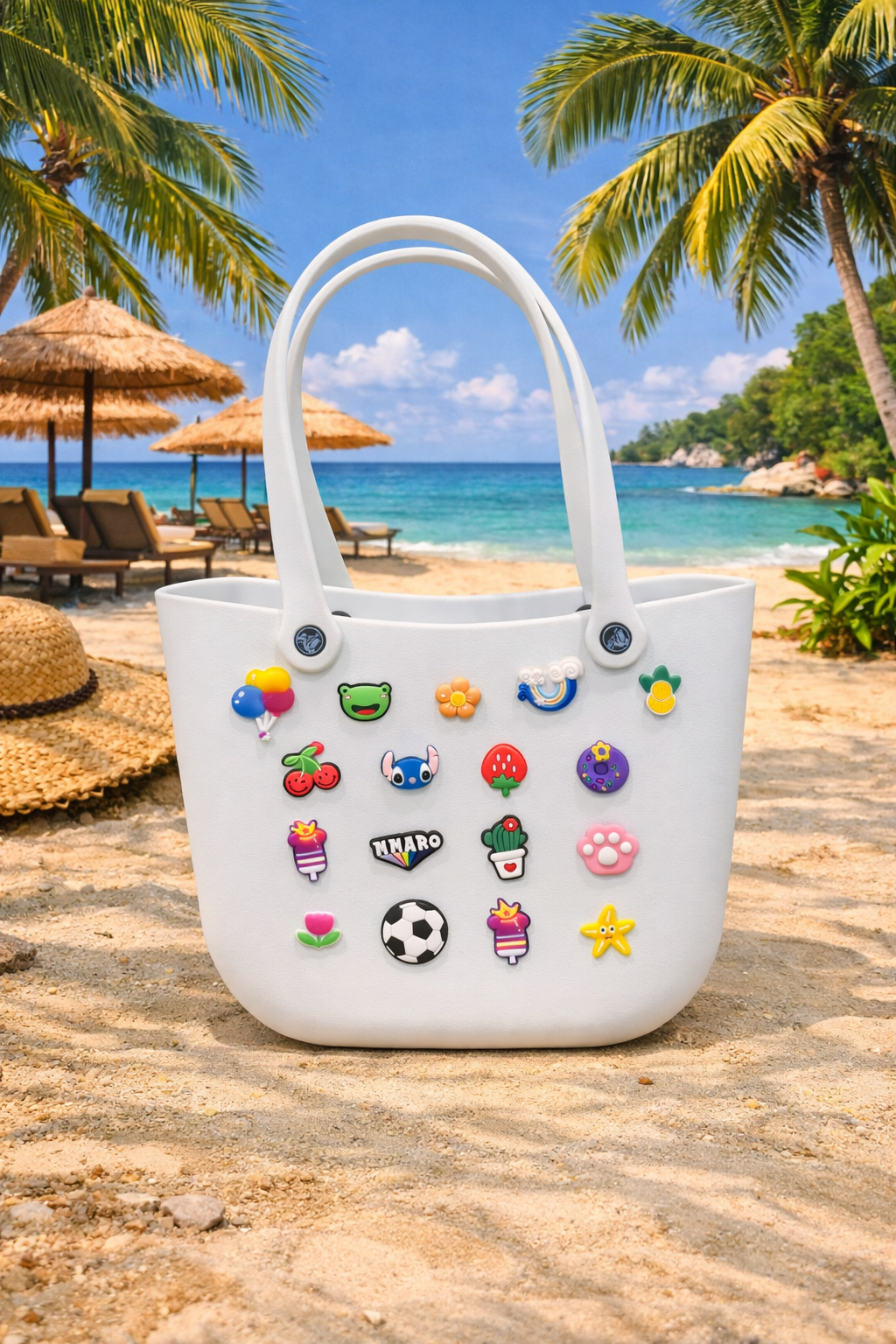 Waterproof Silicone Tote Bag with Charms – Trendy Beach & Everyday Handbag for Teens & Women (4 Colors)