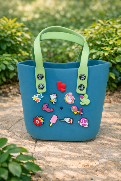 Cute Silicone Kids Tote Bag with Charms – Waterproof Customizable Handbag for Girls (6 Colors)