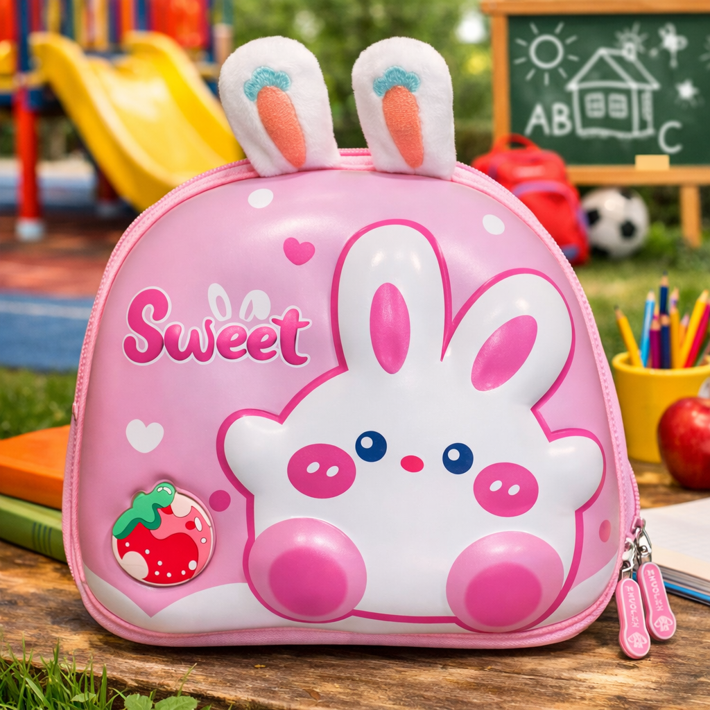 3D Cute Bunny Kids Backpack – Lightweight School Bag for Nursery & Preschool