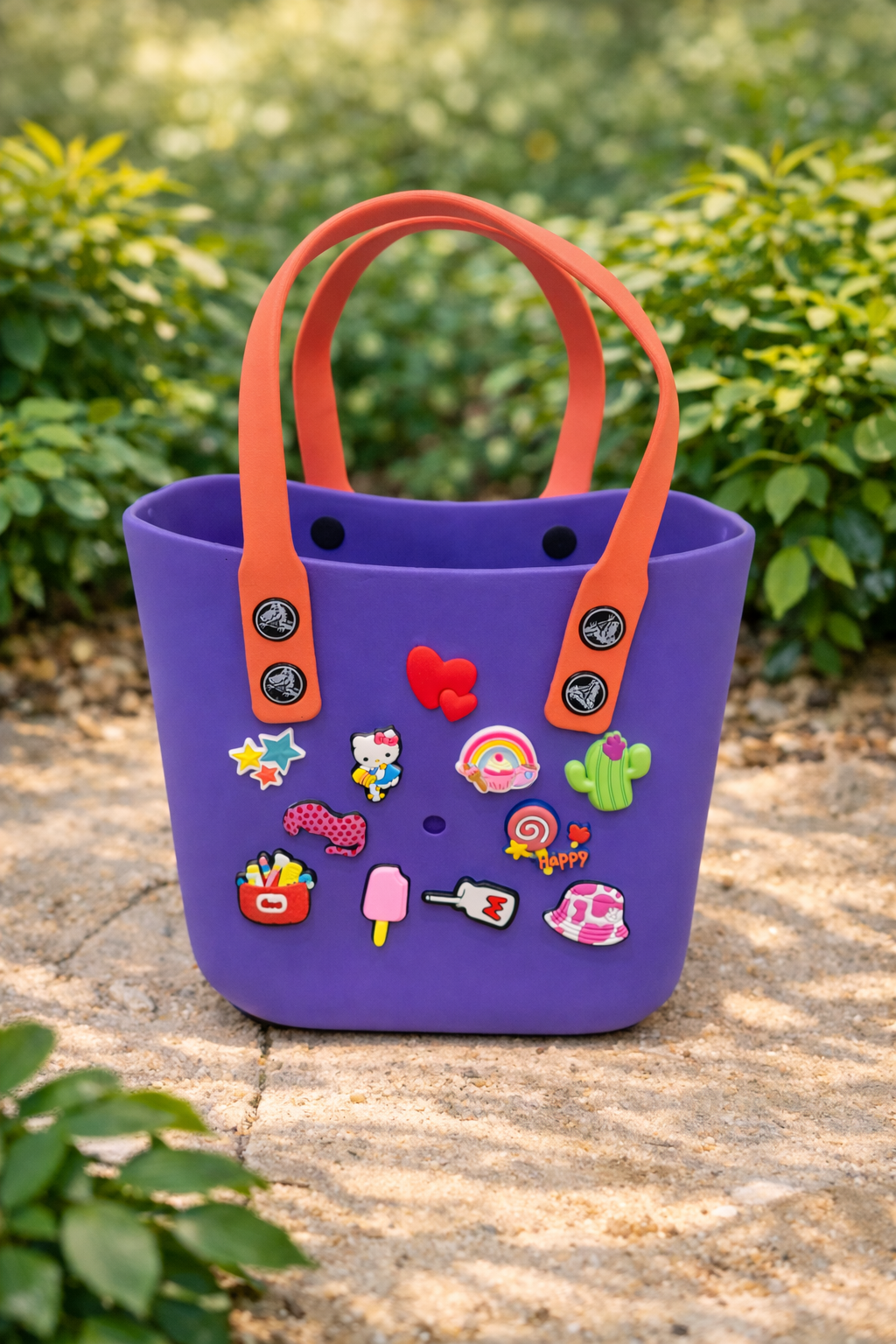 Cute Silicone Kids Tote Bag with Charms – Waterproof Customizable Handbag for Girls (6 Colors)
