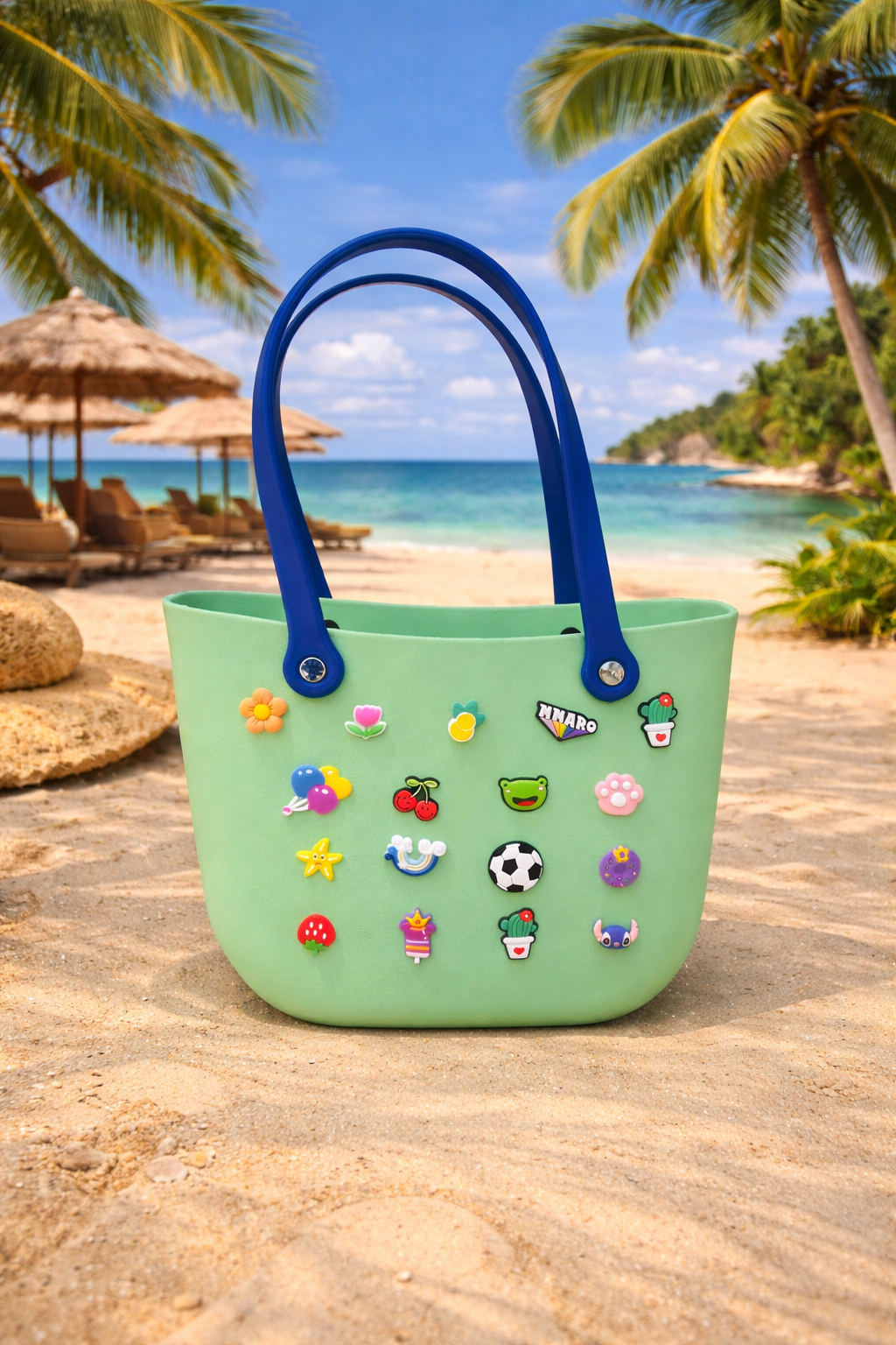 Waterproof Silicone Tote Bag with Charms – Trendy Beach & Everyday Handbag for Teens & Women (4 Colors)