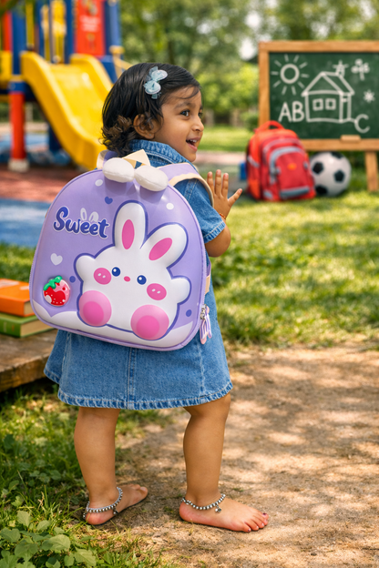 3D Cute Bunny Kids Backpack – Lightweight School Bag for Nursery & Preschool