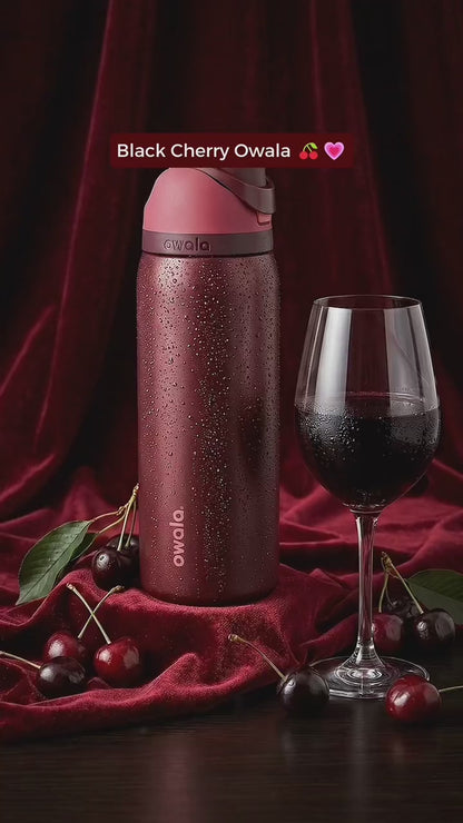 Owala FreeSip® Black Cherry Edition – 24oz / 32oz Insulated Stainless Steel Water Bottle
