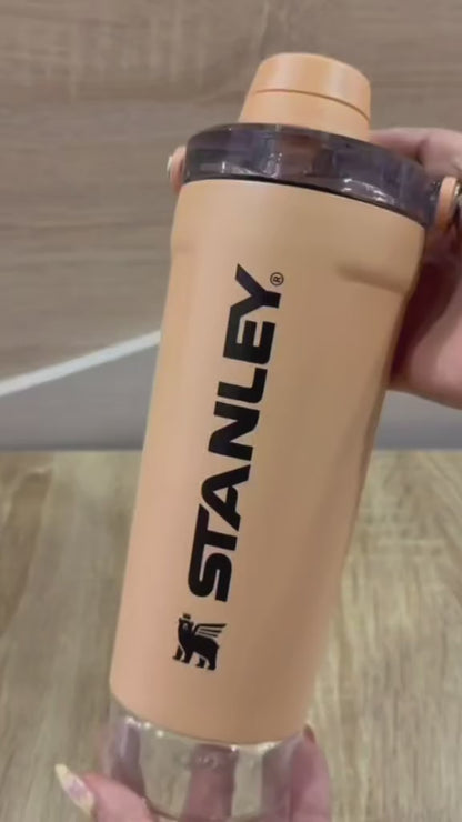 Stanley Style Insulated Protein Shaker Bottle with Storage Compartment – 20oz