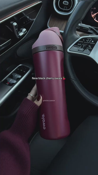 Owala FreeSip® Black Cherry Edition – 24oz / 32oz Insulated Stainless Steel Water Bottle